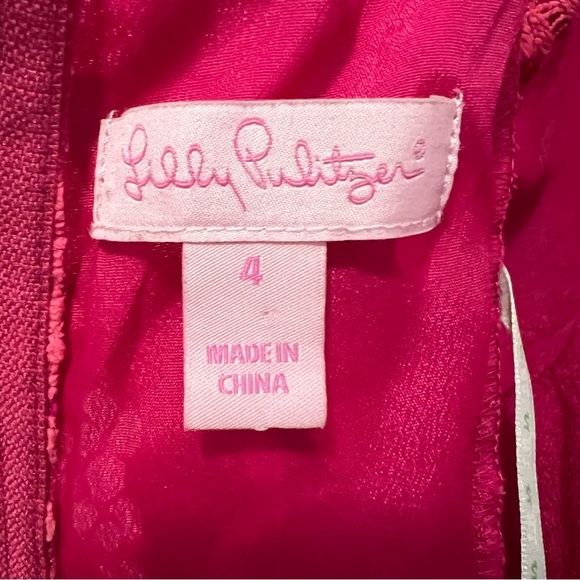 Lilly Pulitzer Mara Hot Pink About Face Two Tone Scallop Lace Ruffle Dress sz 4 - Picture 11 of 16
